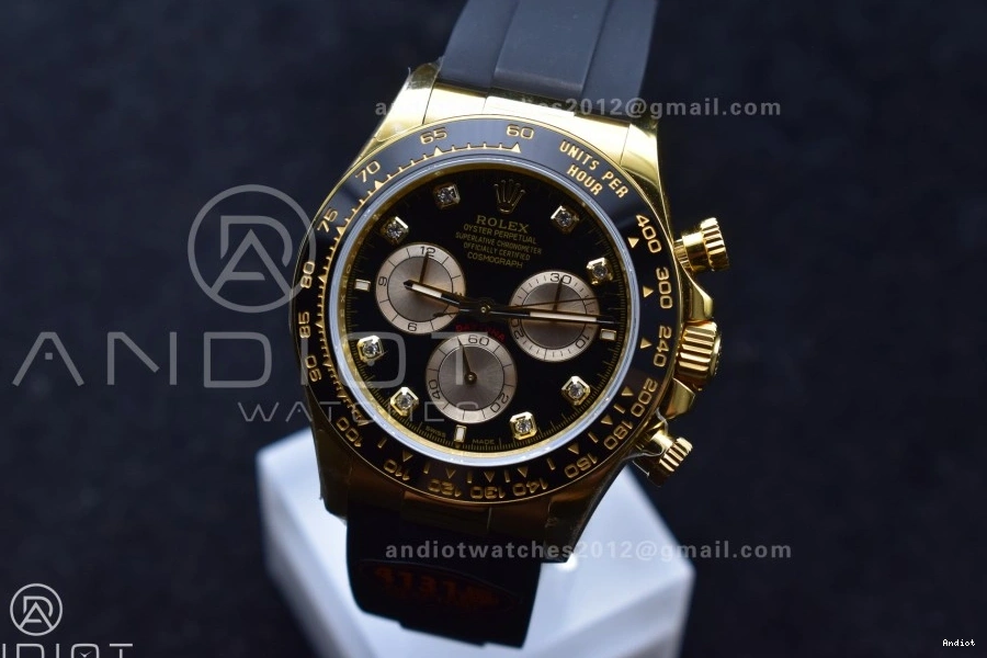 Oysterflex Edition 126518 SH4131 Best on (Weighted) V6 Diamonds Daytona QF Strap 1:1 YG Dial Black 0403